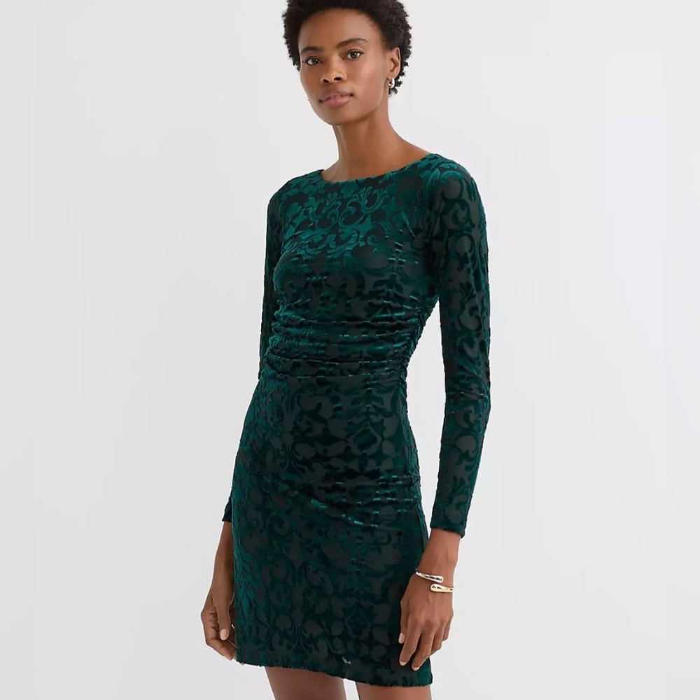 Loft Mosaic Velvet Ruched Mini Dress